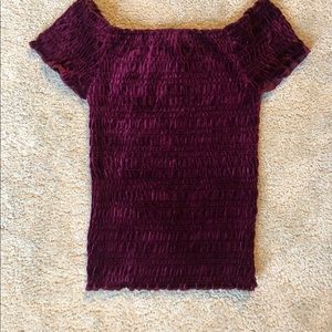 Velvet off the should top